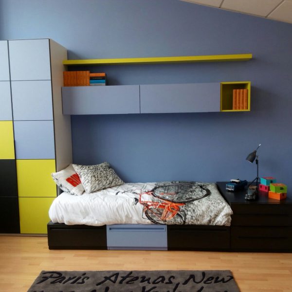 Dormitorio juvenil infinity con cama cubo