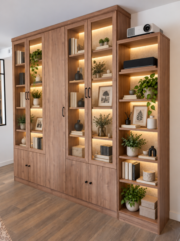 Proyecto Libreria A Medida En Nogal Y Piedra Caliza Del Diseno 3d A La Realidad Galeria De Fotos